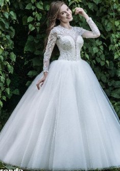 Свадебное платье V46526. С пышной юбкой, длинное без шлейфа.